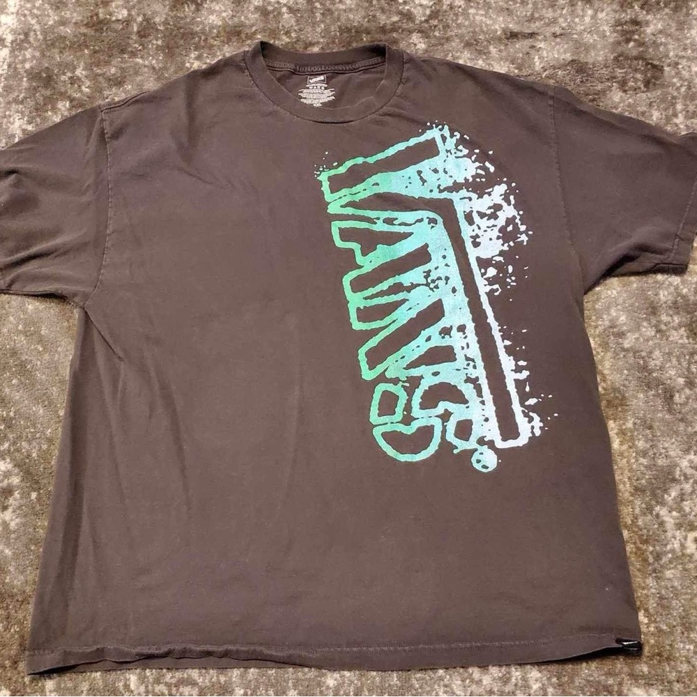 Vintage Vans T-Shirt, XXL, Black with Teal Graphics